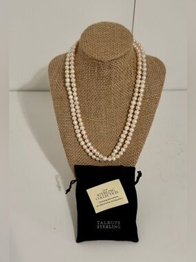 Talbots Sterling Collection Double-Strand Pearl Necklace Sterling Silver Clasp